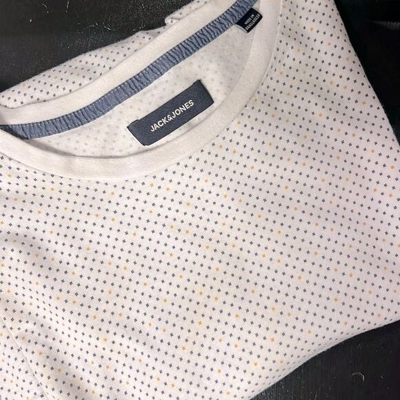 NWOT JACK&JONES Men's Medium Crew Neck T Shirt 100% Cotton Check Pattern - Picture 1 of 6